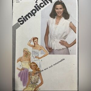 Vintage Simplicity Pattern 9971 Pullover Camisoles
Unlined Jackets 
Size 12 
UC